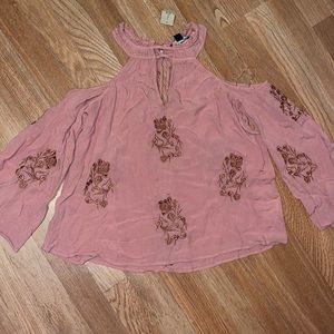 Flower Cold Shoulder Blouse